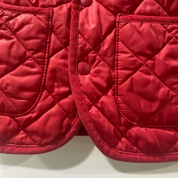 United Colors Of Benetton Red Quilted Kids Puffer Jacket corduroy details sz 7/8 - Picture 4 of 13